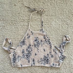 Pink floral smocked halter top size xs